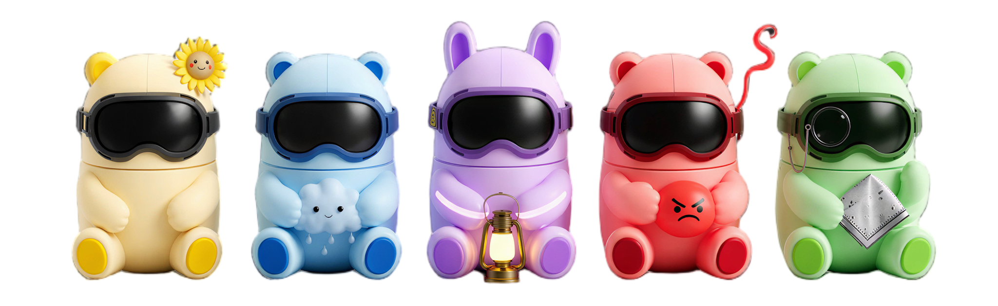 The five Mumu personalities lined up